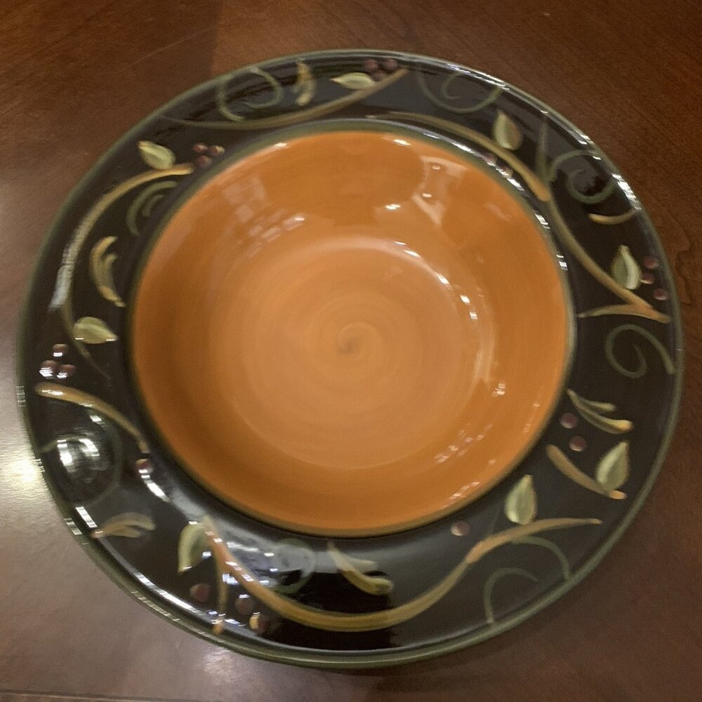 Chocolate Berries Hand-Painted 9” Bowl by DEMDACO - Orange